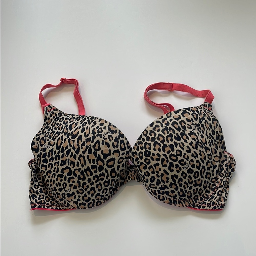 Victoria Secret Pink Leopard Print Women's Bra Size 34C
